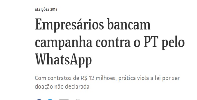 Repórter da Folha sofre assédio e ameaças após a reportagem que denuncia campanha contra o PT pelo WhatsApp